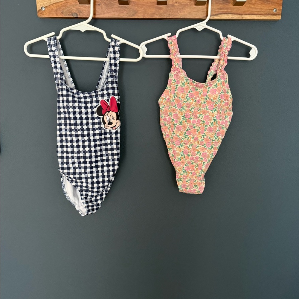 Disney Minnie Mouse Checkered and Floral Swimsuit Duo
